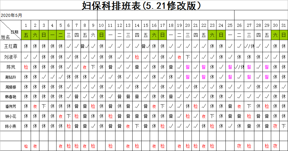 刘医生5 月31 日,6 月1,2号休息.六月份排班具体如下.展开>